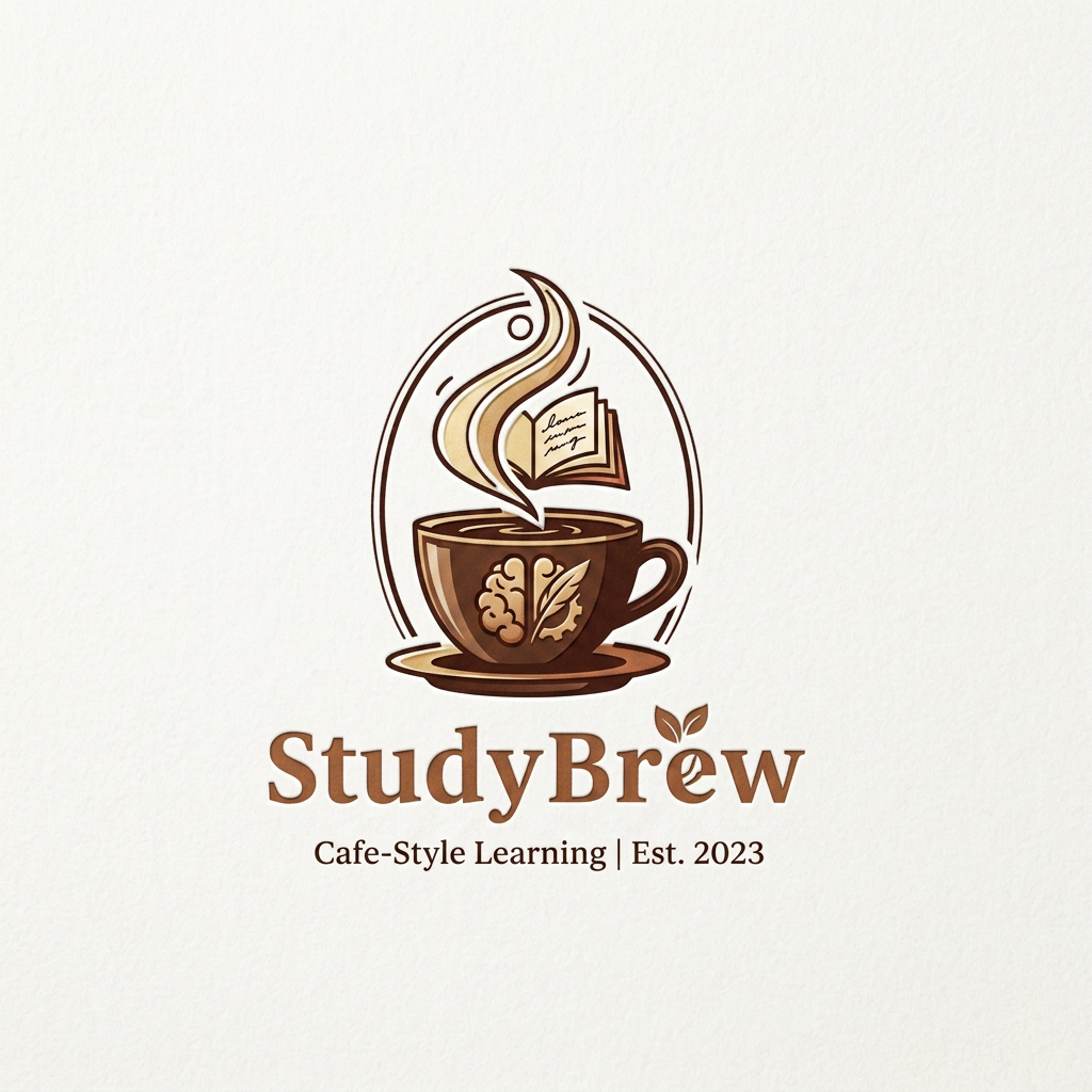 AI Design for a logo for a brand name studybrew for cafe style learning or studying aesthetic more attractive