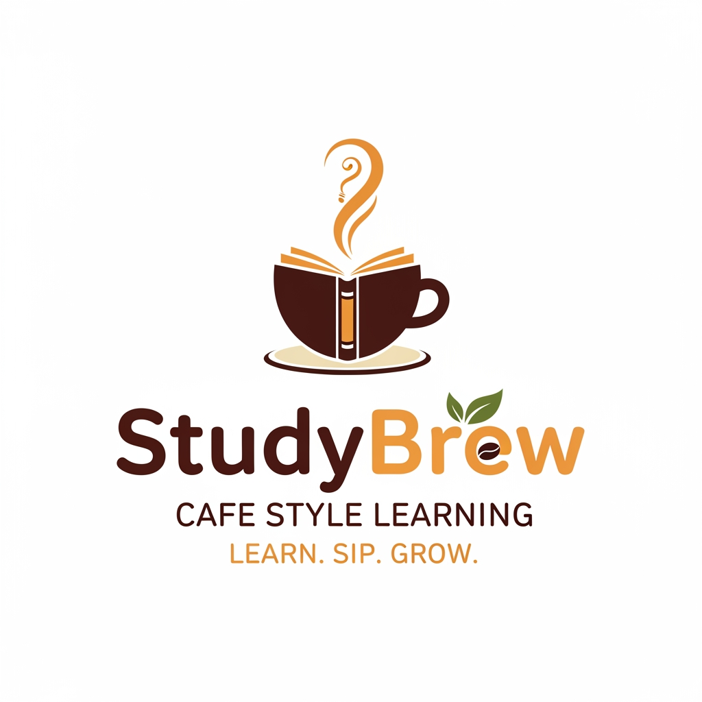AI Design for a logo for a brand name studybrew for cafe style learning or studying
