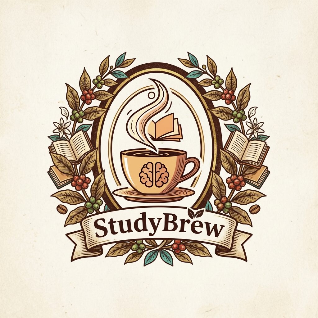 AI Design for a logo for a brand name studybrew for cafe style learning or studying aesthetic more attractive