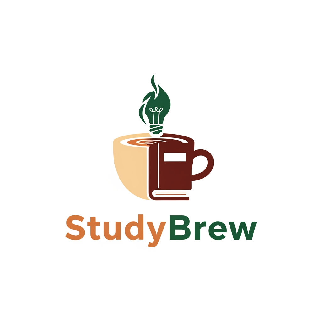 AI Design for a logo for a brand name studybrew for cafe style learning or studying