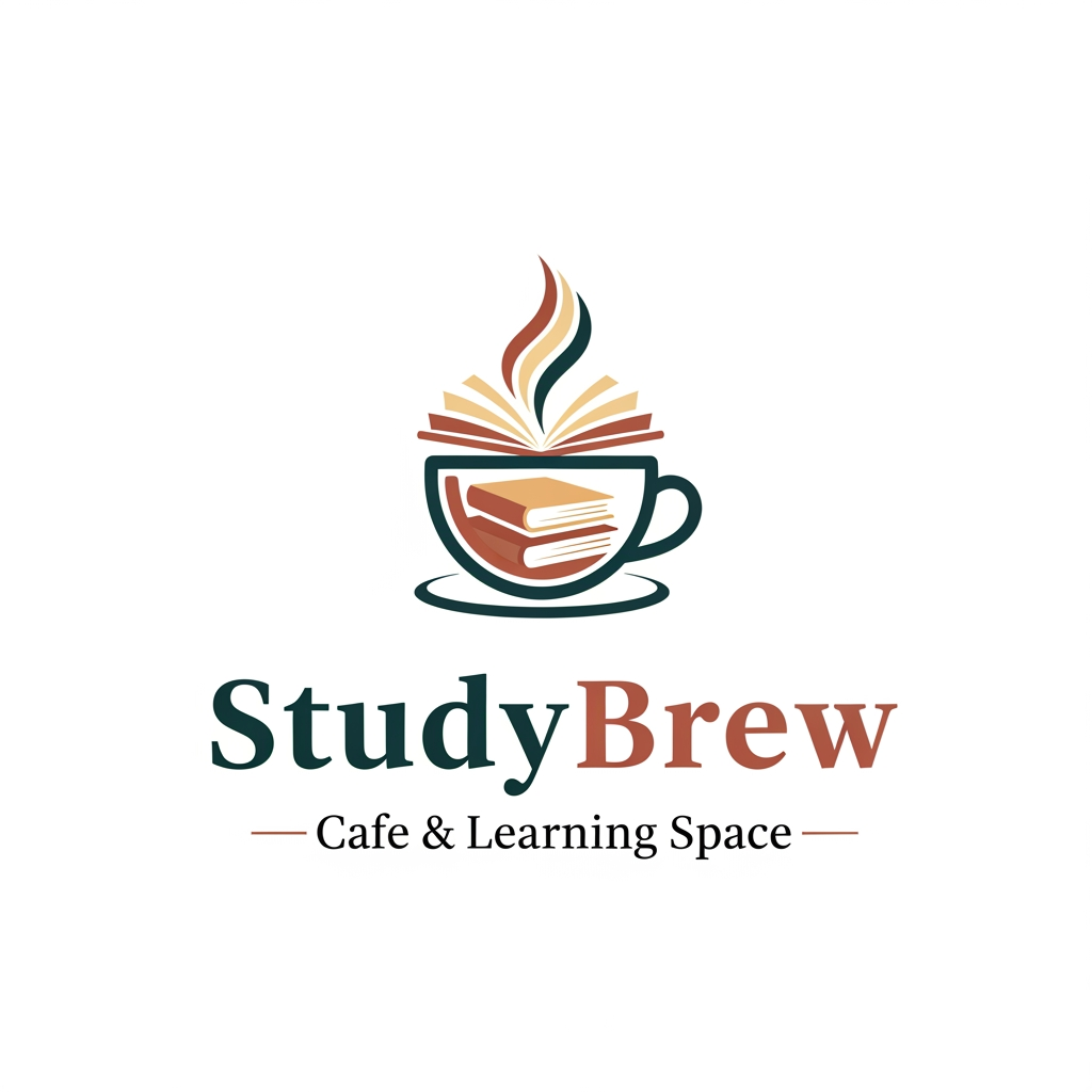 AI Design for a logo for a brand name studybrew for cafe style learning or studying aesthetic