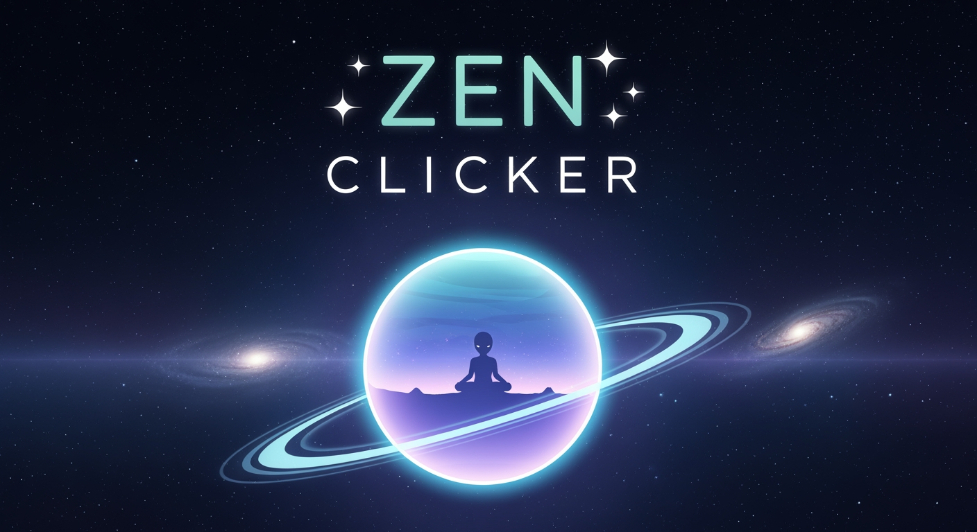 AI Design for Make me a thumbnail for my clicker game called Zen Clicker give it a space vibe.