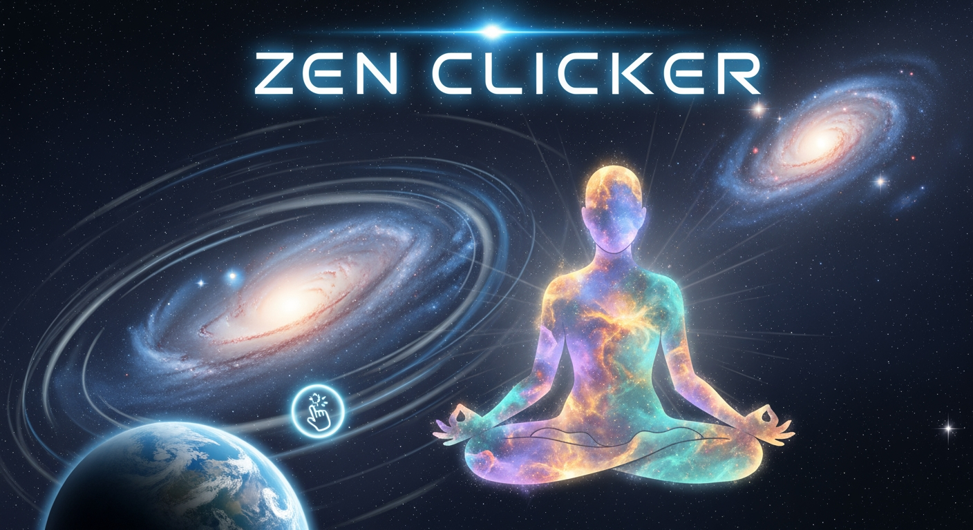 AI Design for Make me a thumbnail for my clicker game called Zen Clicker give it a space vibe.