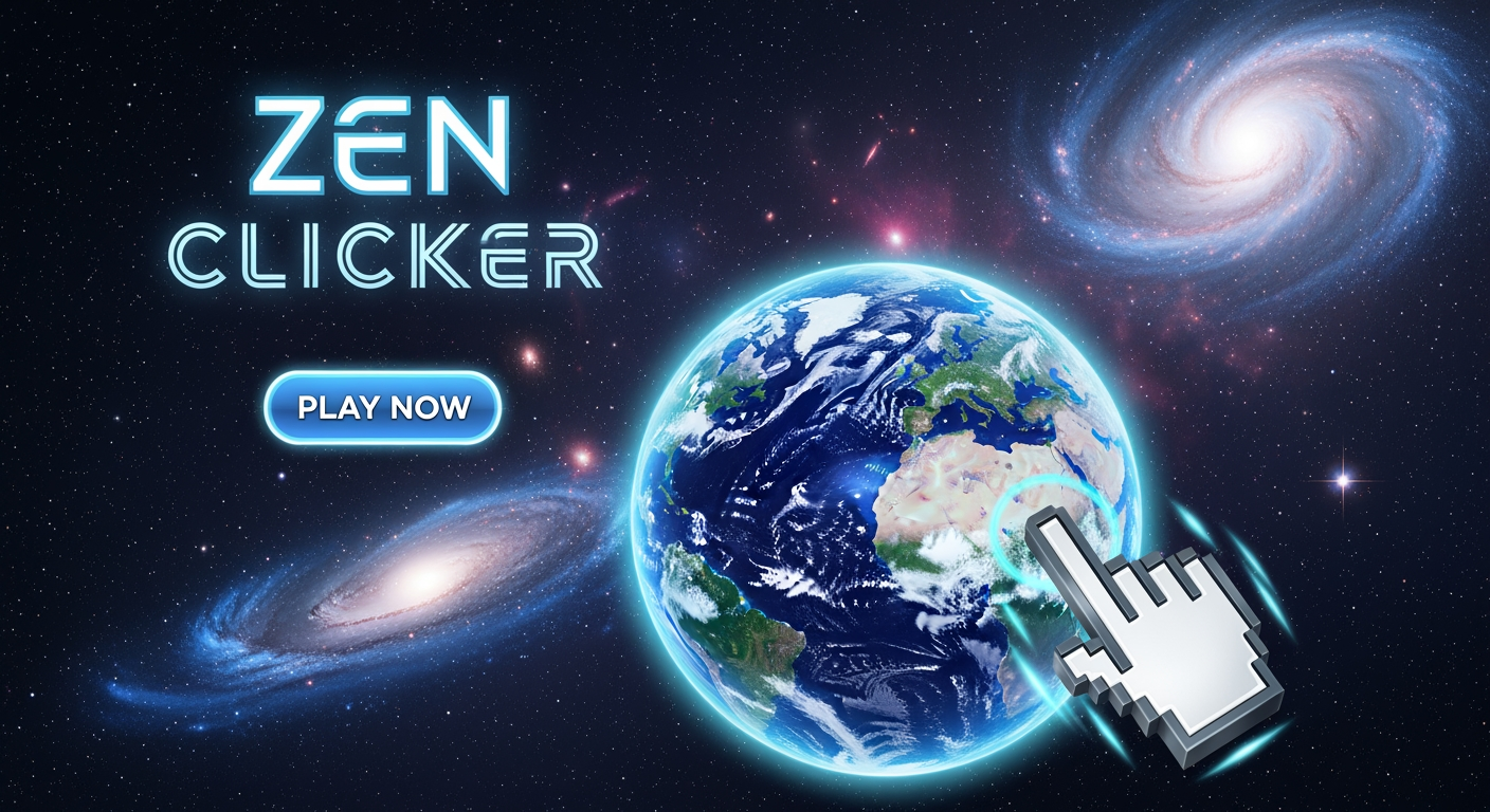 AI Design for Make me a thumbnail for my clicker game called Zen Clicker give it a space vibe give it like a cursor instead of a humand hand