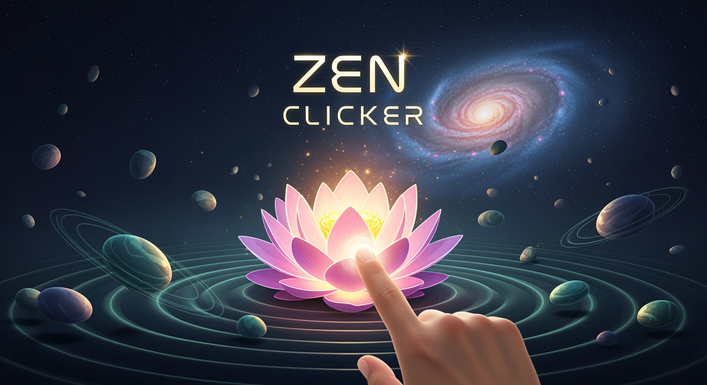 AI Design for Make me a thumbnail for my clicker game called Zen Clicker give it a space vibe.