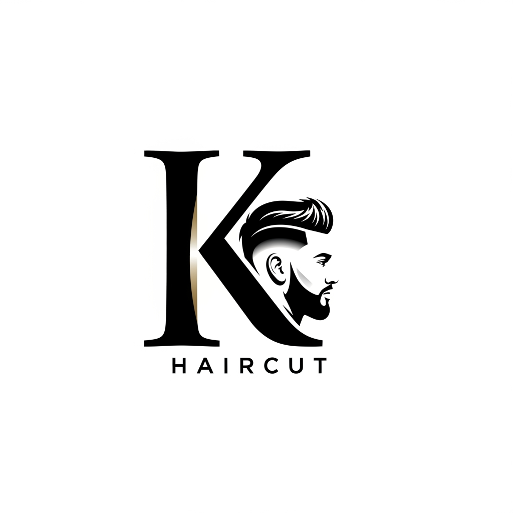 AI Design for k main letter and icludede head branding haricut logo