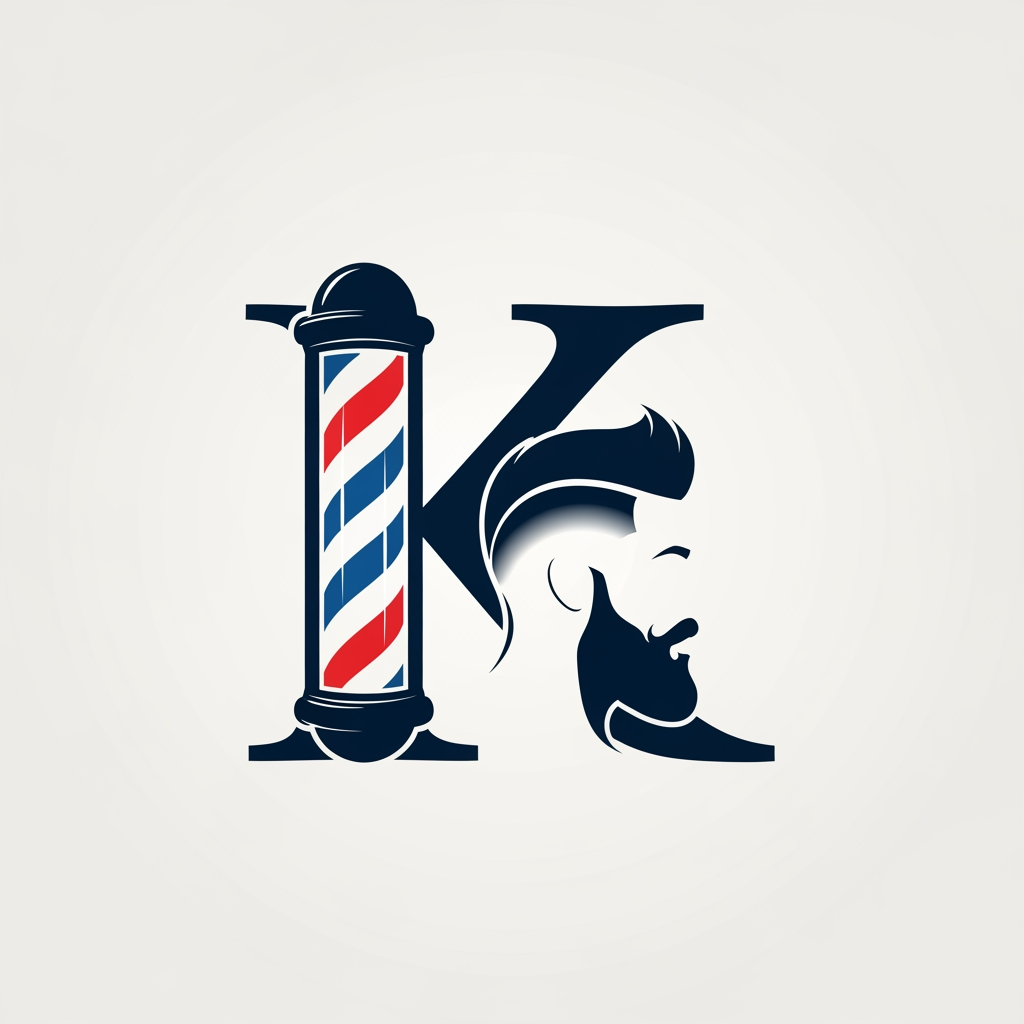 AI Design for k main letter and icludede head branding haricut logo