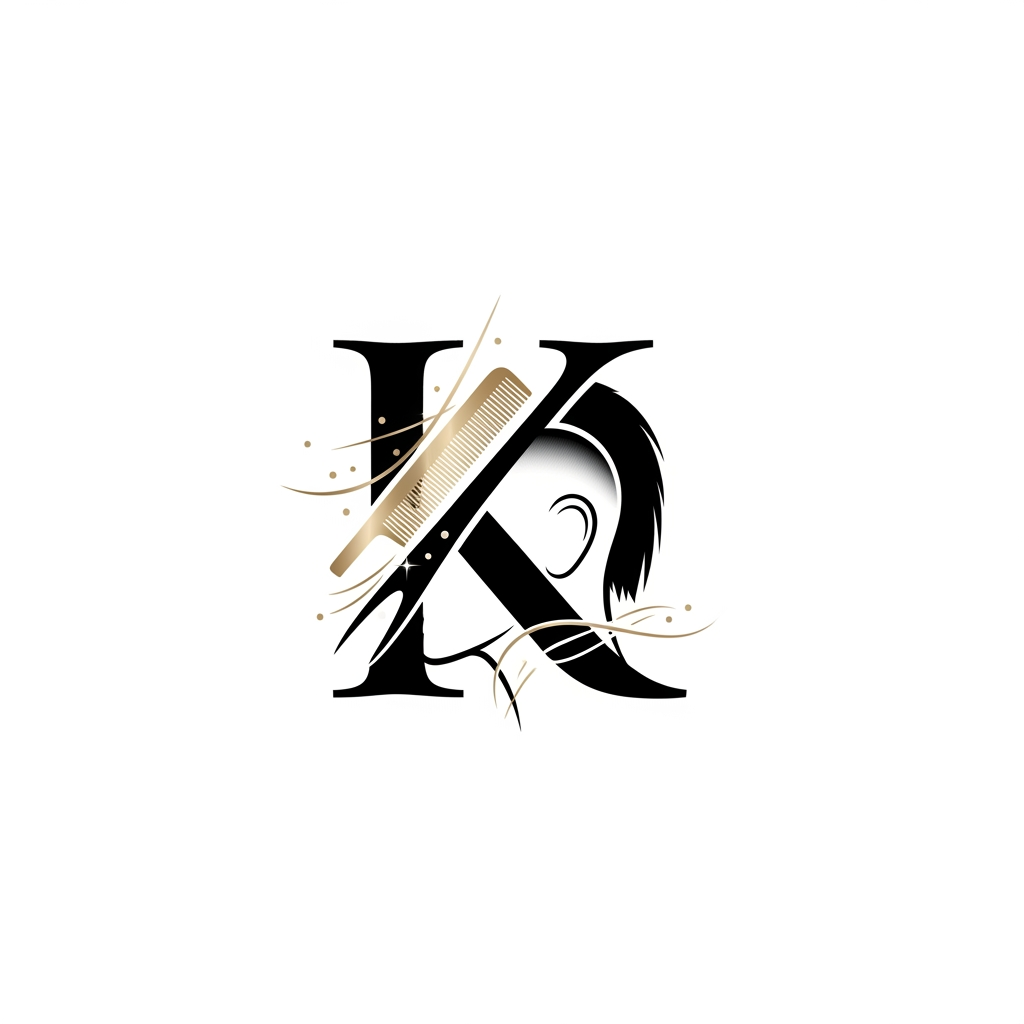 AI Design for k main letter and icludede head branding haricut logo