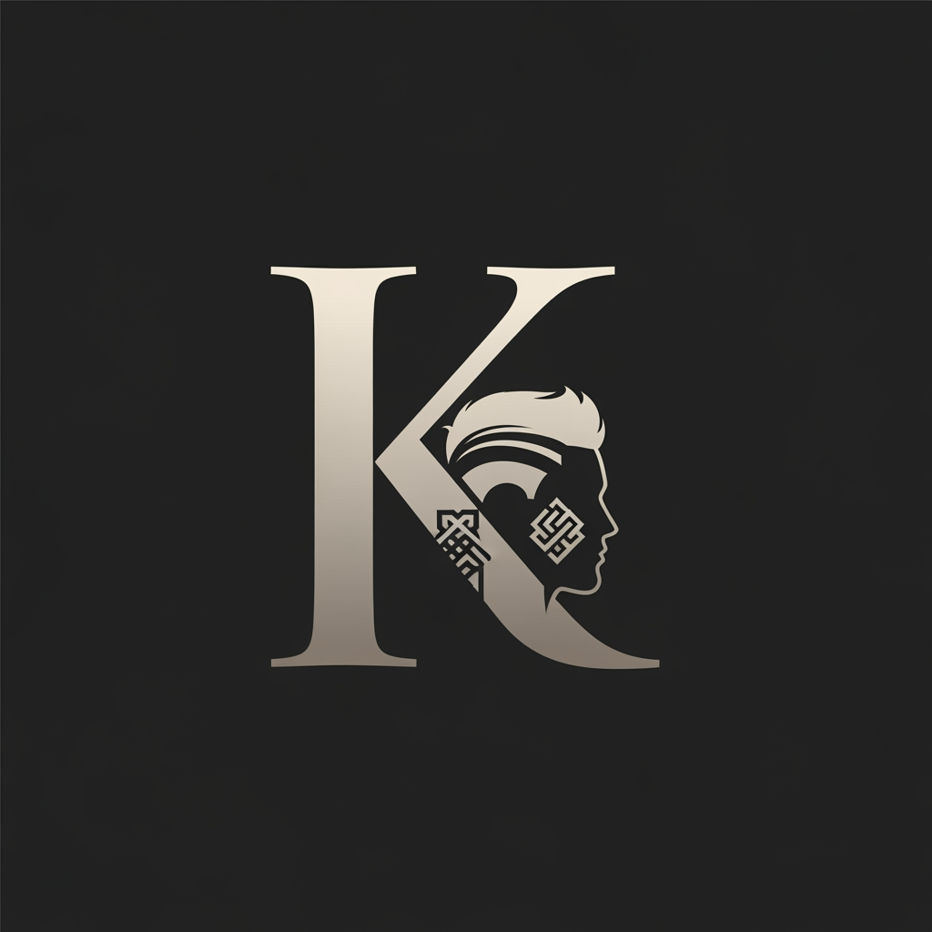 AI Design for k main letter and icludede head branding haricut logo