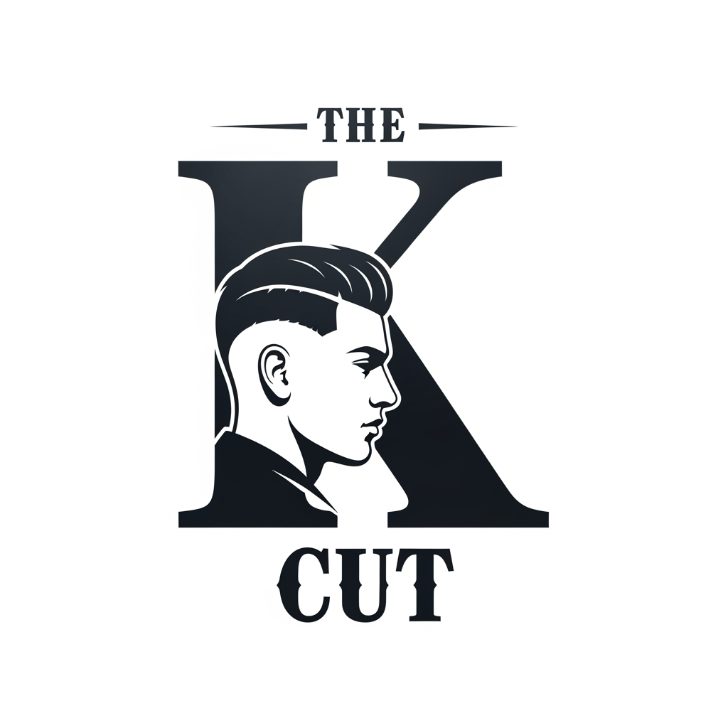 AI Design for k main letter and icludede head branding haricut logo