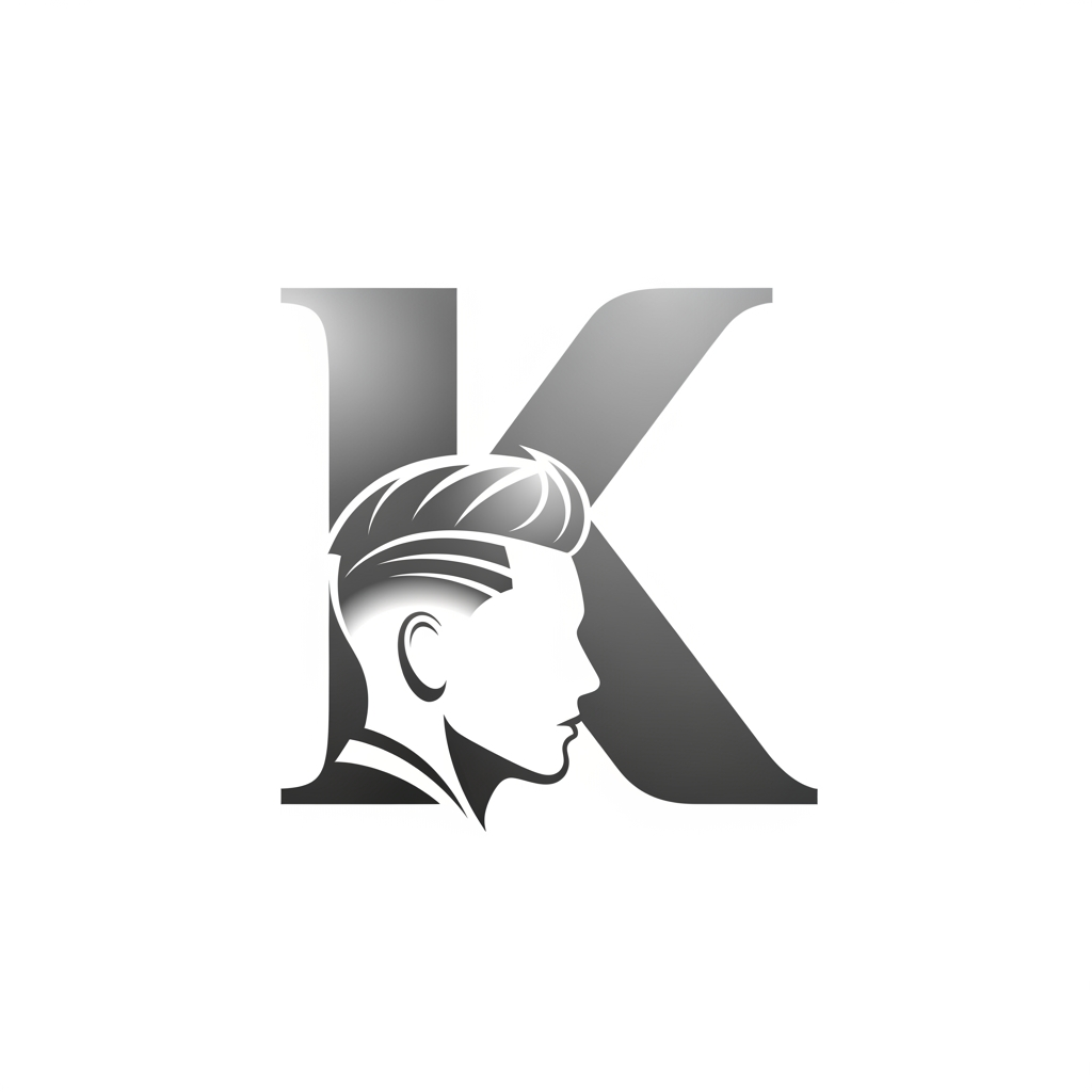 AI Design for k main letter and icludede head branding haricut logo