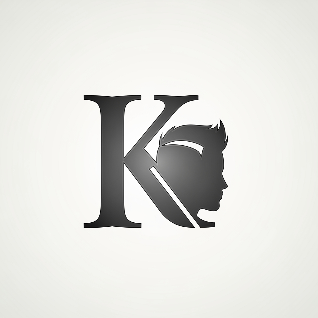 AI Design for k main letter and icludede head branding haricut logo