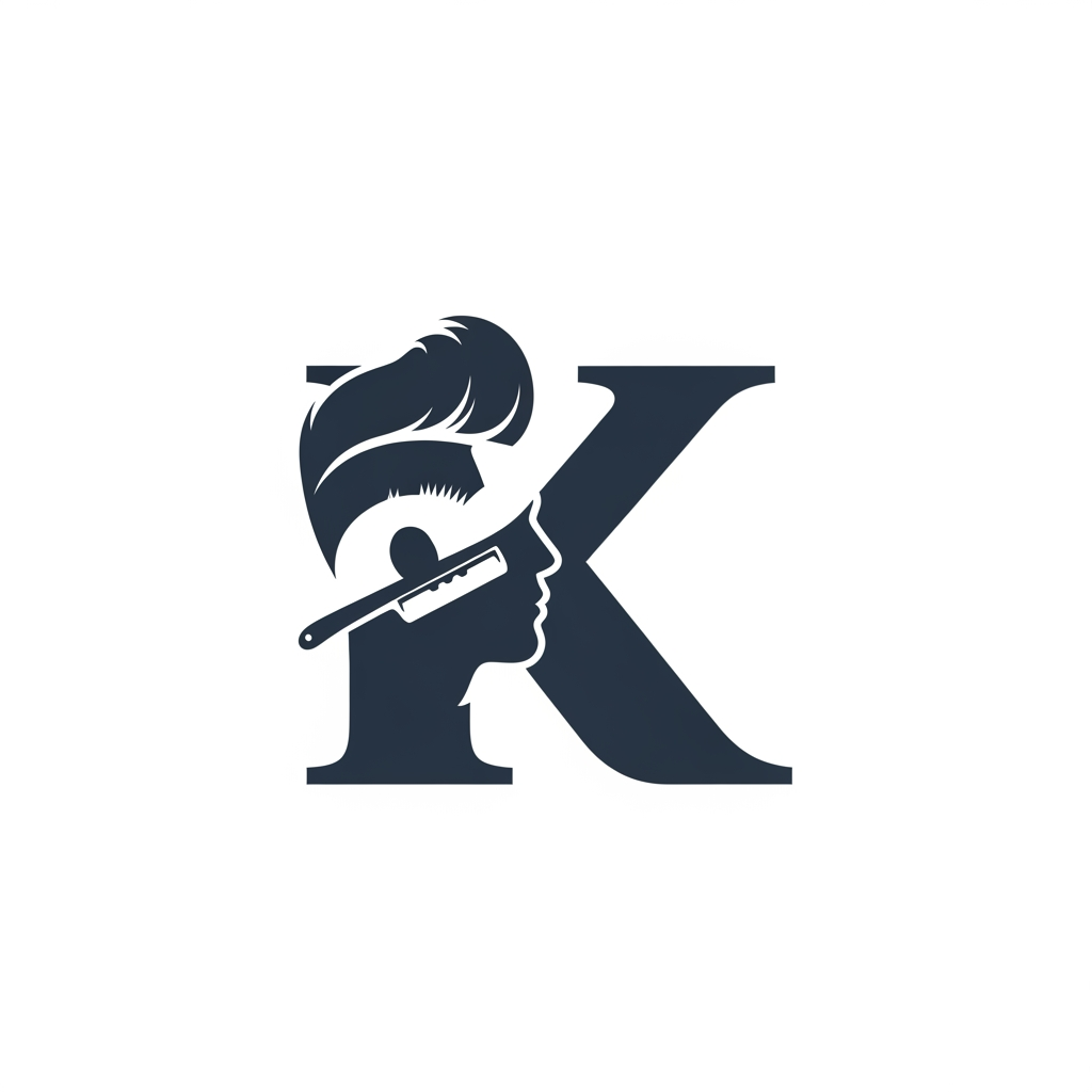 AI Design for k main letter and icludede head branding haricut logo