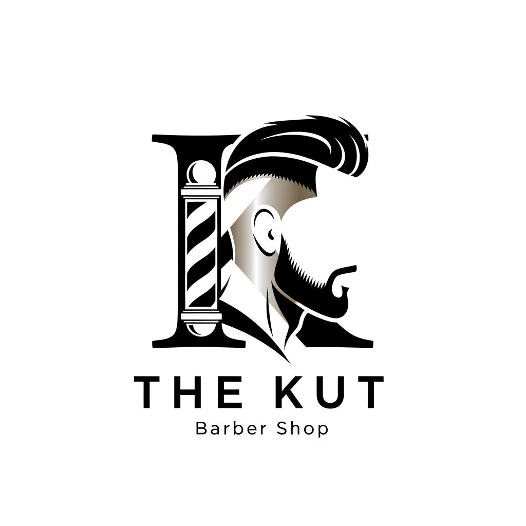 AI Design for k main letter and icludede head branding haricut logo