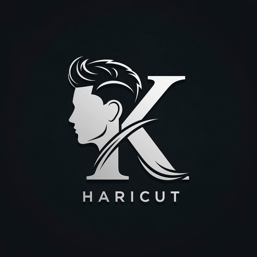 AI Design for k main letter and icludede head branding haricut logo