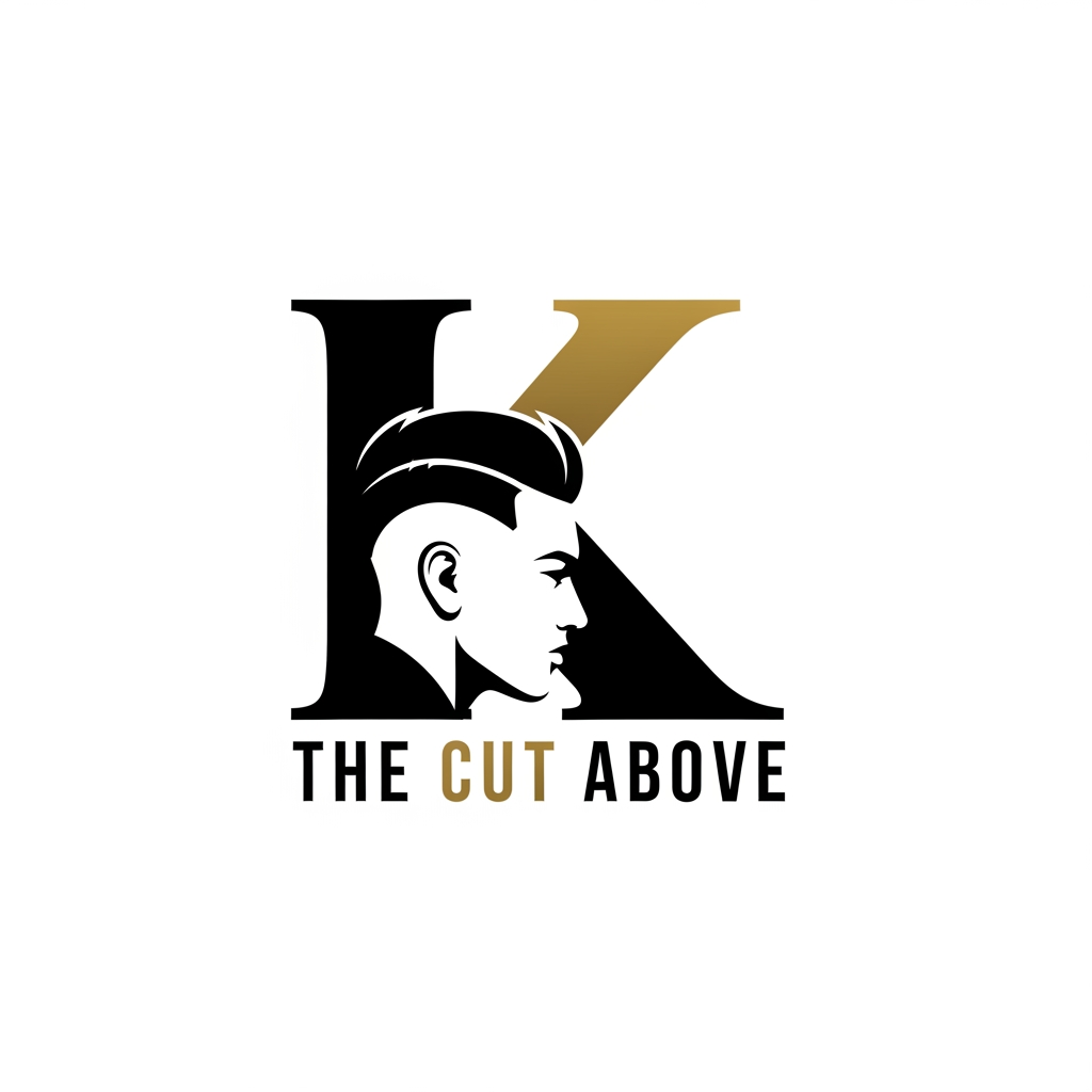 AI Design for k main letter and icludede head branding haricut logo