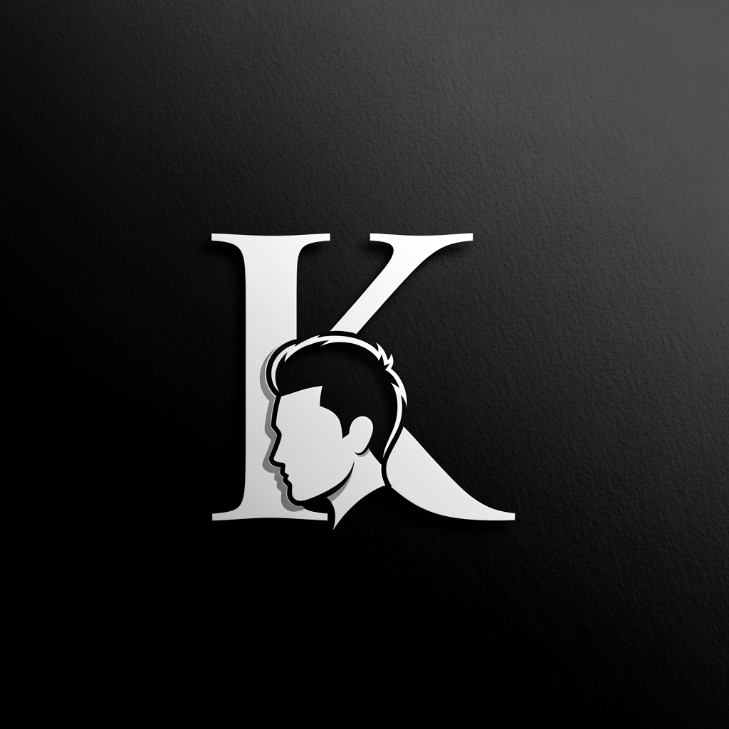 AI Design for k main letter and icludede head branding haricut logo