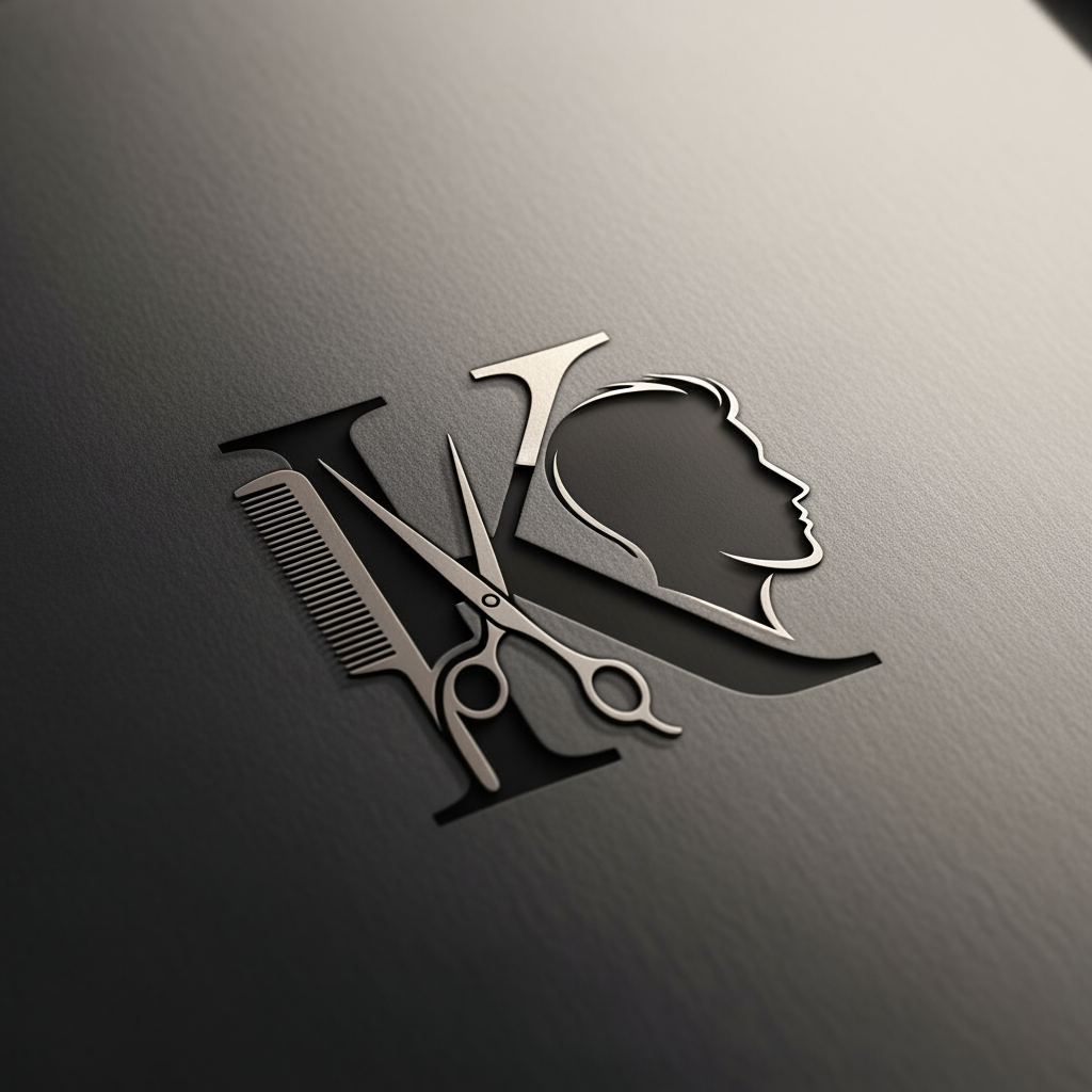AI Design for k main letter and icludede head branding haricut logo