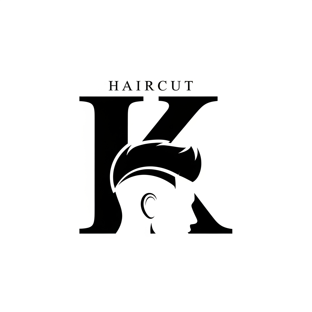 AI Design for k main letter and icludede head branding haricut logo