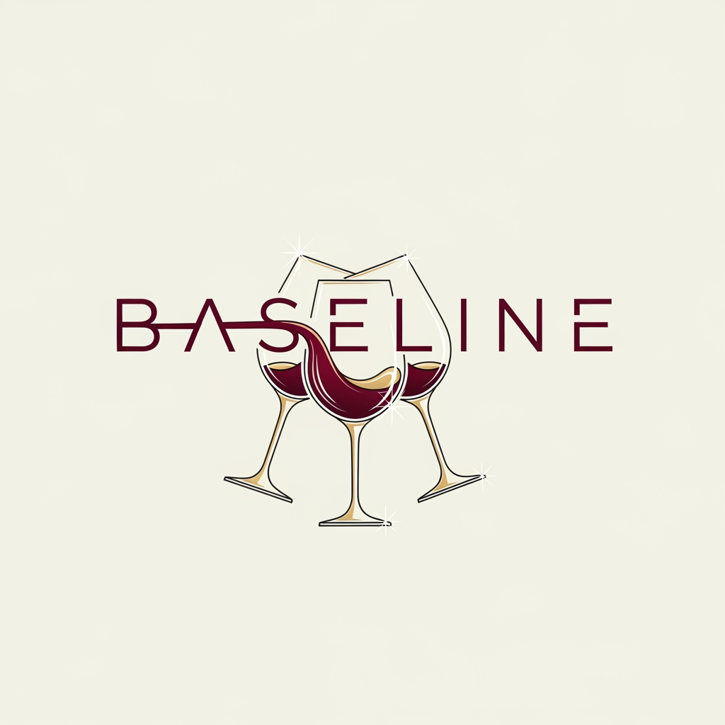 AI Design for logo name "baseline" make some wine glass