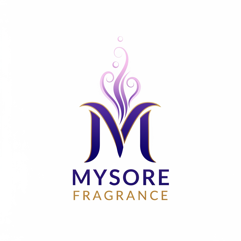 AI Design for Mysore Fragrance Ka Logo Banana Hai Perfume Brand Hai Colour Accretive Lene Hai
“M” monogram with perfume vapor curves