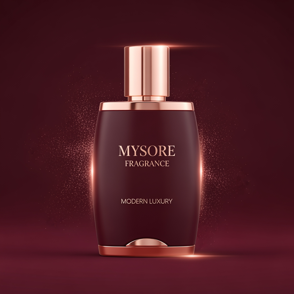 AI Design for Mysore Fragrance 
Modern Luxury
Deep Maroon + Rose Gold
Elegant thin serif
premium