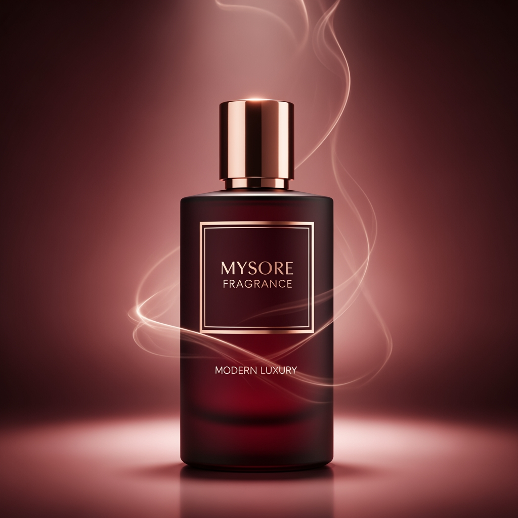 AI Design for Mysore Fragrance 
Modern Luxury
Deep Maroon + Rose Gold
Elegant thin serif
premium