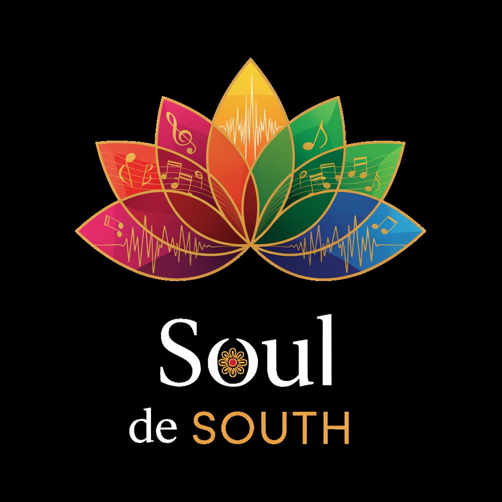 AI Design for Need a Music Event Logo for South Asian, include name "soul de SOUTH