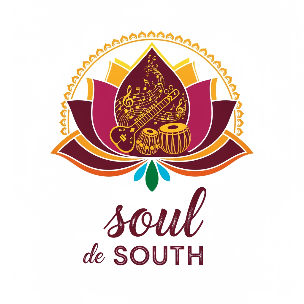 AI Design for Need a Music Event Logo for South Asian, include name "soul de SOUTH