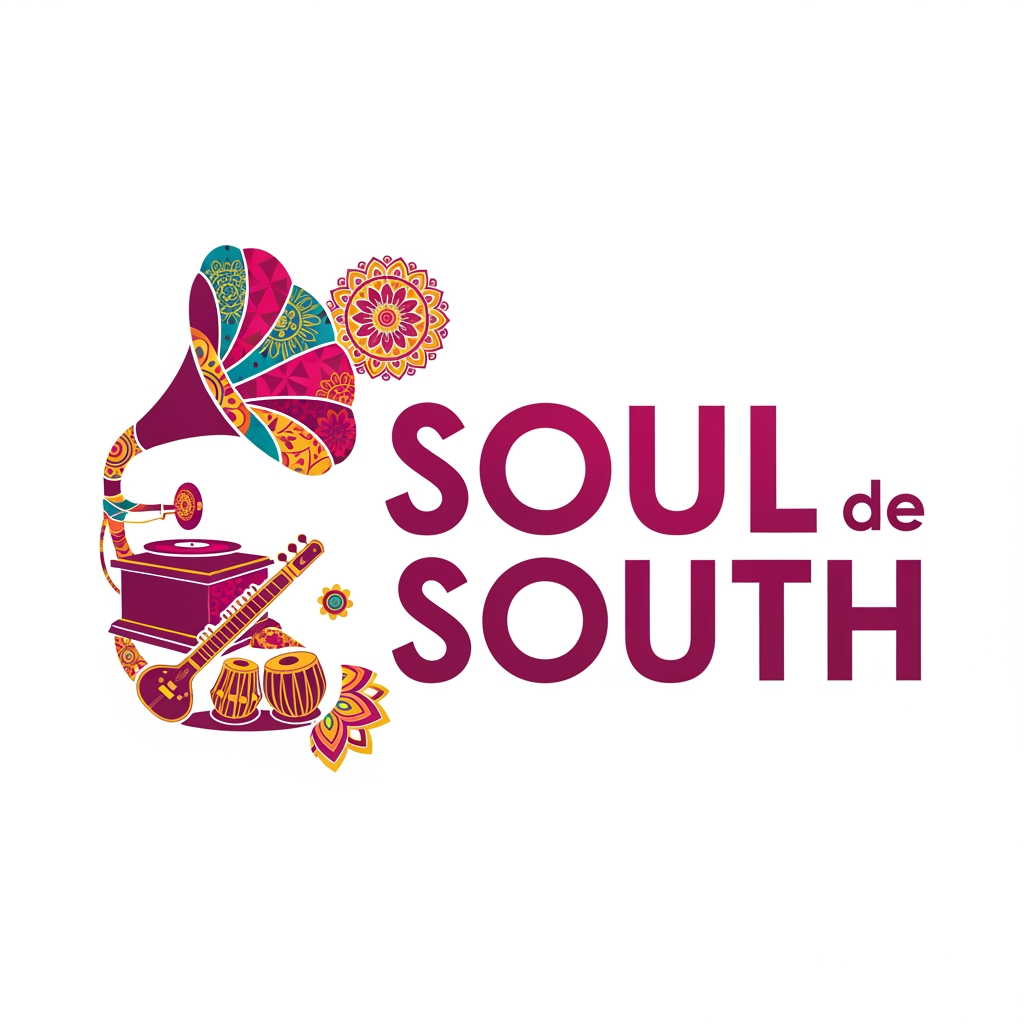 AI Design for Need a Music Event Logo for South Asian, include name "soul de SOUTH