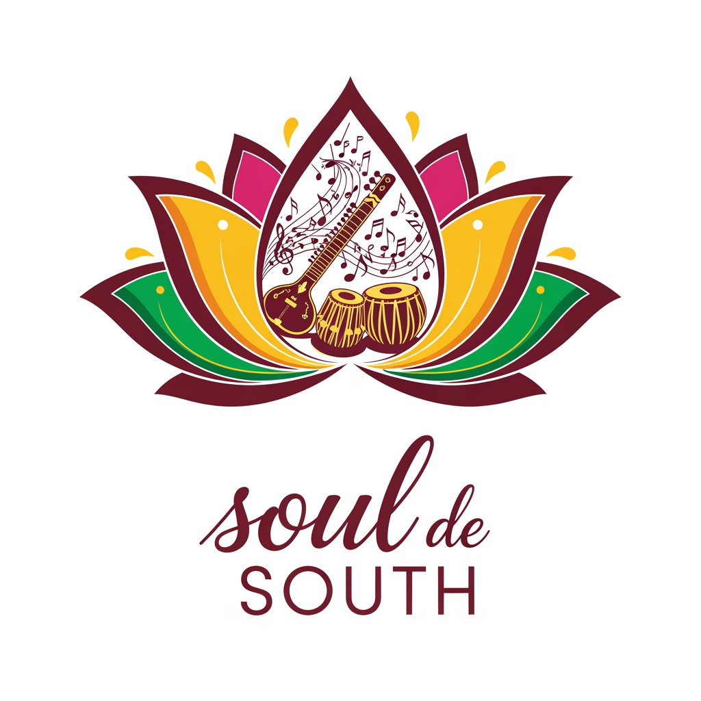 AI Design for Need a Music Event Logo for South Asian, include name "soul de SOUTH