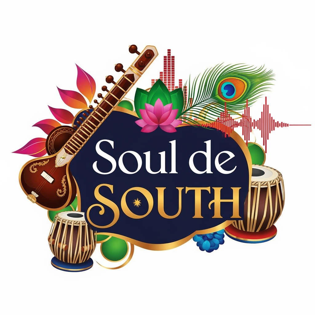 AI Design for Need a Music Event Logo for South Asian, include name "soul de SOUTH