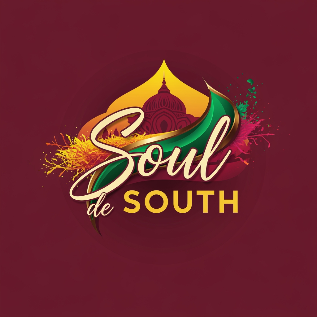 AI Design for Need a Music Event Logo for South Asian, include name "soul de SOUTH