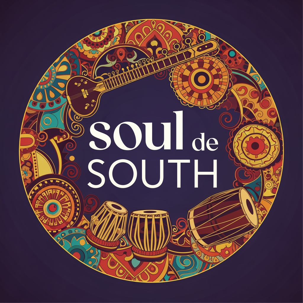 AI Design for Need a Music Event Logo for South Asian, include name "soul de SOUTH