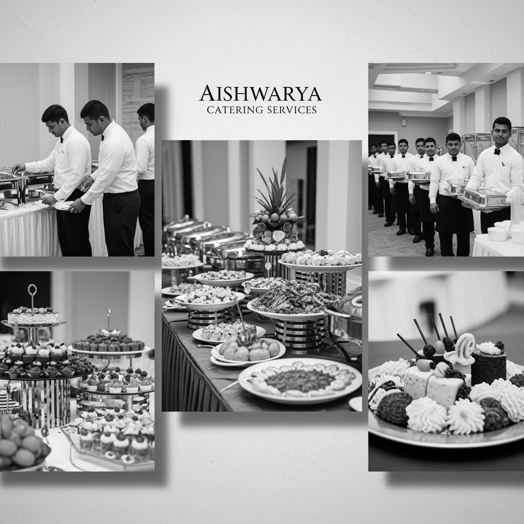 AI Design for make a monography image with aishwarya catering services embedded in it
