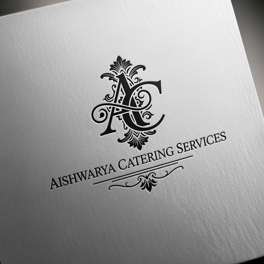 AI Design for make a monography image with aishwarya catering services embedded in it