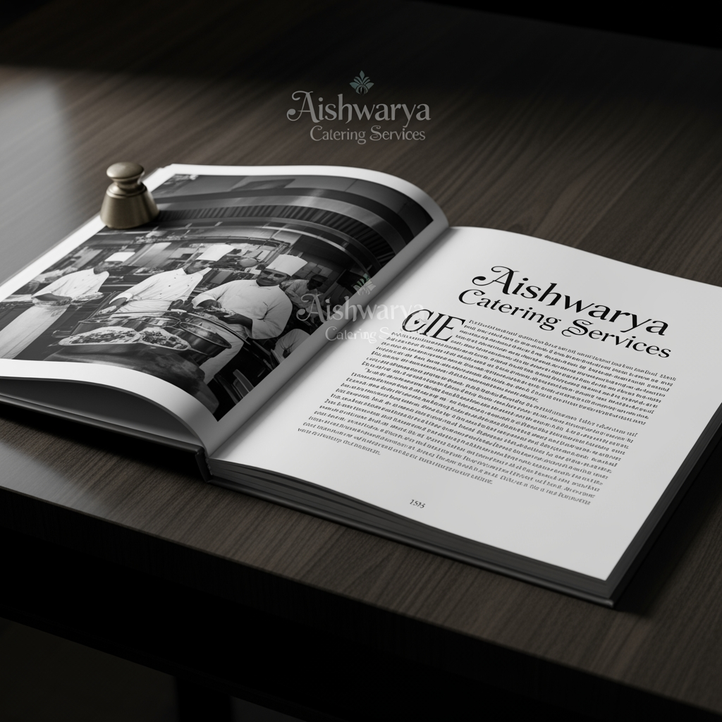 AI Design for make a monography image with aishwarya catering services embedded in it