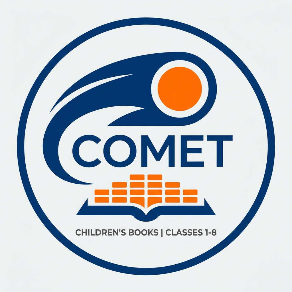 AI Design for A minimalist and professional modern logo design featuring clean geometric lines and balanced negative space, set against a solid neutral background. The aesthetic is sophisticated and timeless, utilizing a high-contrast color palette to ensure clarity and impact in various scales.
Logo name: "COMET"
Children book logo design for classes 1 to 8
