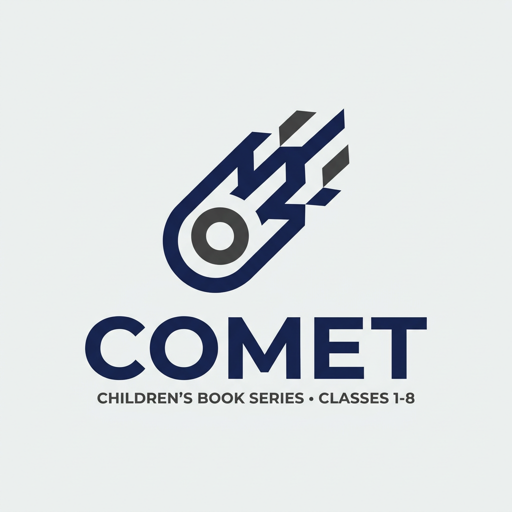 AI Design for A minimalist and professional modern logo design featuring clean geometric lines and balanced negative space, set against a solid neutral background. The aesthetic is sophisticated and timeless, utilizing a high-contrast color palette to ensure clarity and impact in various scales.
Logo name: "COMET"
Children book logo design for classes 1 to 8