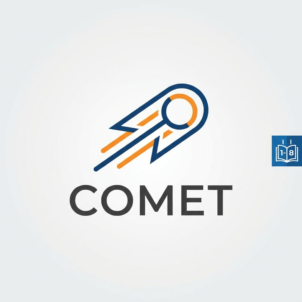AI Design for A minimalist and professional modern logo design featuring clean geometric lines and balanced negative space, set against a solid neutral background. The aesthetic is sophisticated and timeless, utilizing a high-contrast color palette to ensure clarity and impact in various scales.
Logo name: "COMET"
Children book logo design for classes 1 to 8