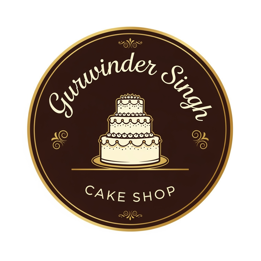 AI Design for make a premium logo for my cake shop ,name gurwinder sing  g ka logo banao