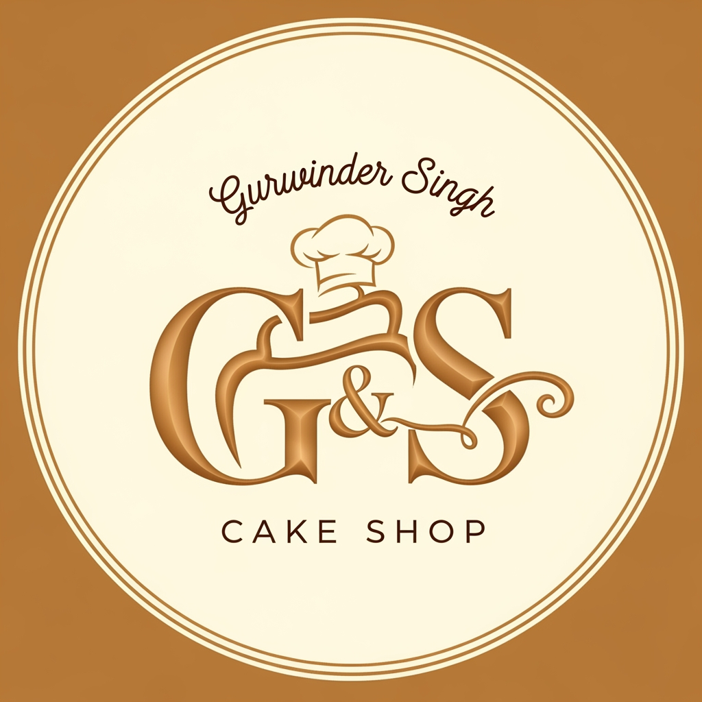 AI Design for make a premium logo for my cake shop ,name gurwinder sing  g&s ka logo banao