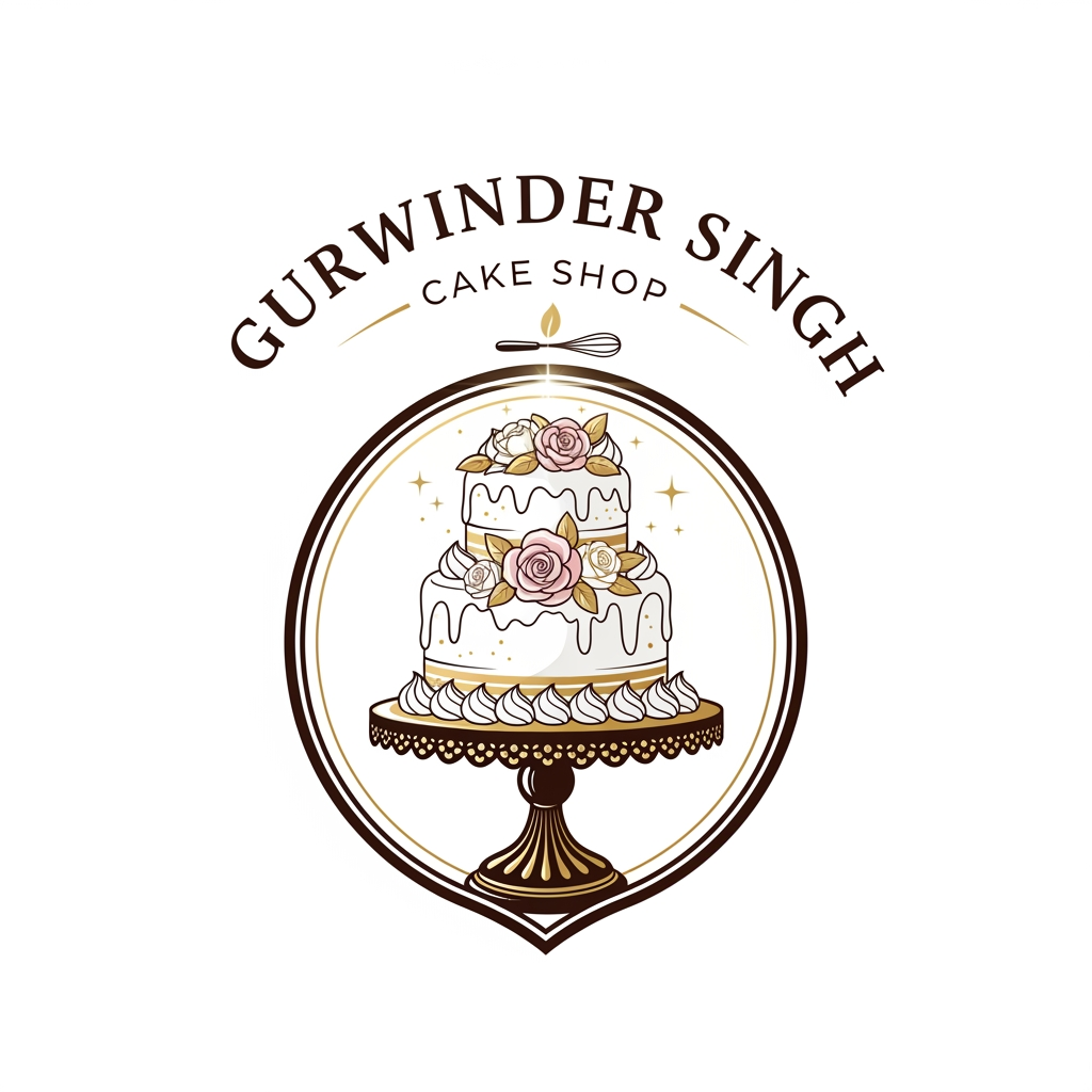 AI Design for make a premium logo for my cake shop ,name gurwinder sing