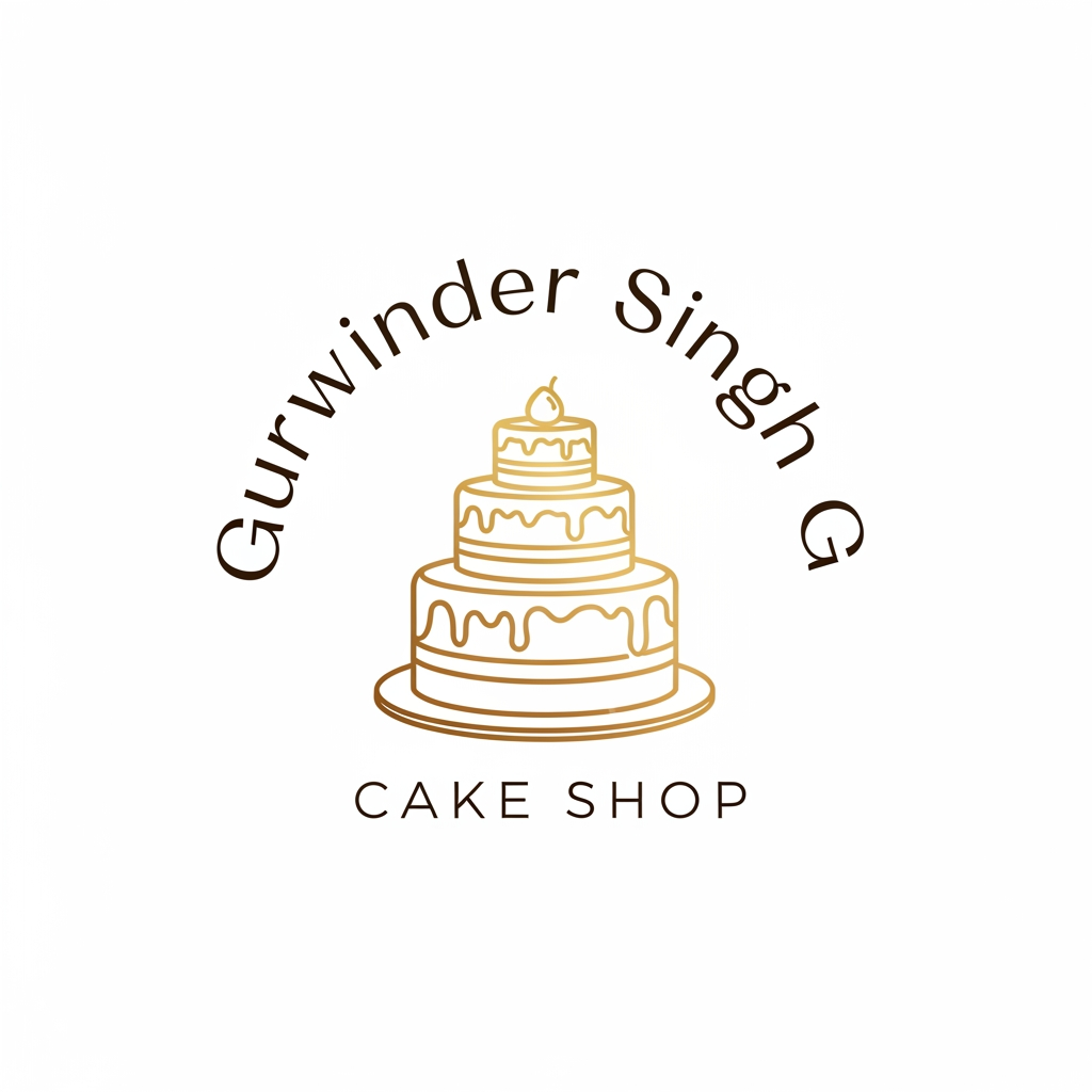 AI Design for make a premium logo for my cake shop ,name gurwinder sing  g ka logo banao