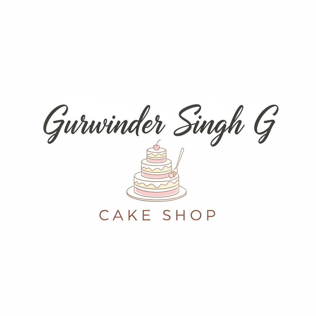 AI Design for make a premium logo for my cake shop ,name gurwinder sing  g ka logo banao