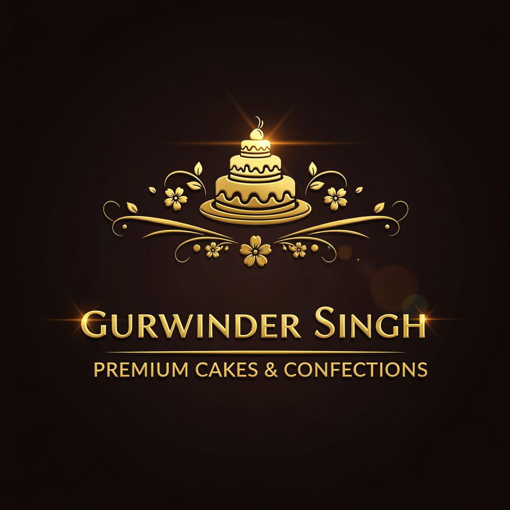 AI Design for make a premium logo for my cake shop ,name gurwinder sing