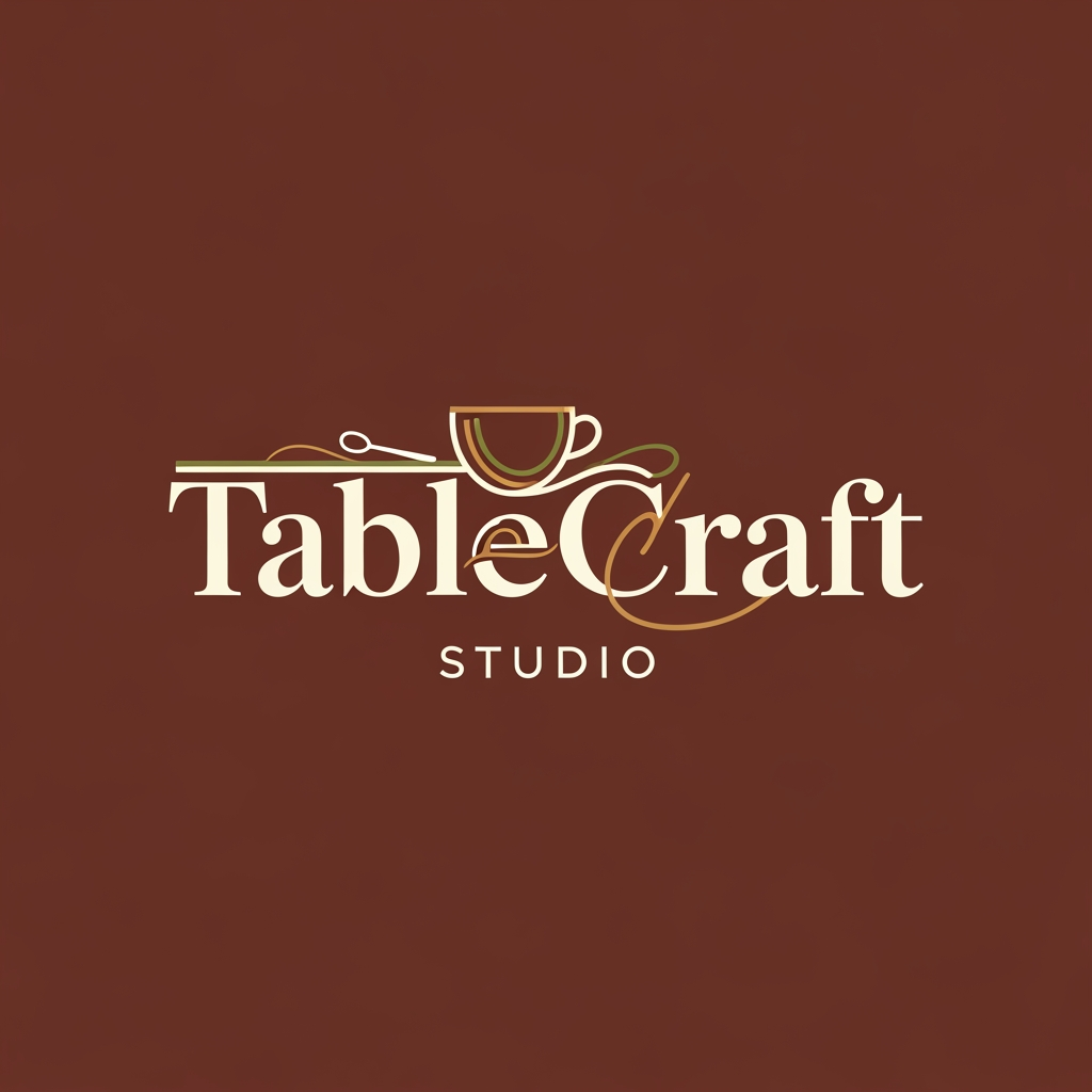 AI Design for A Elegant logo for a Cafe Website called TableCraft Studio that build websites for cafes that blends with the text not look separate