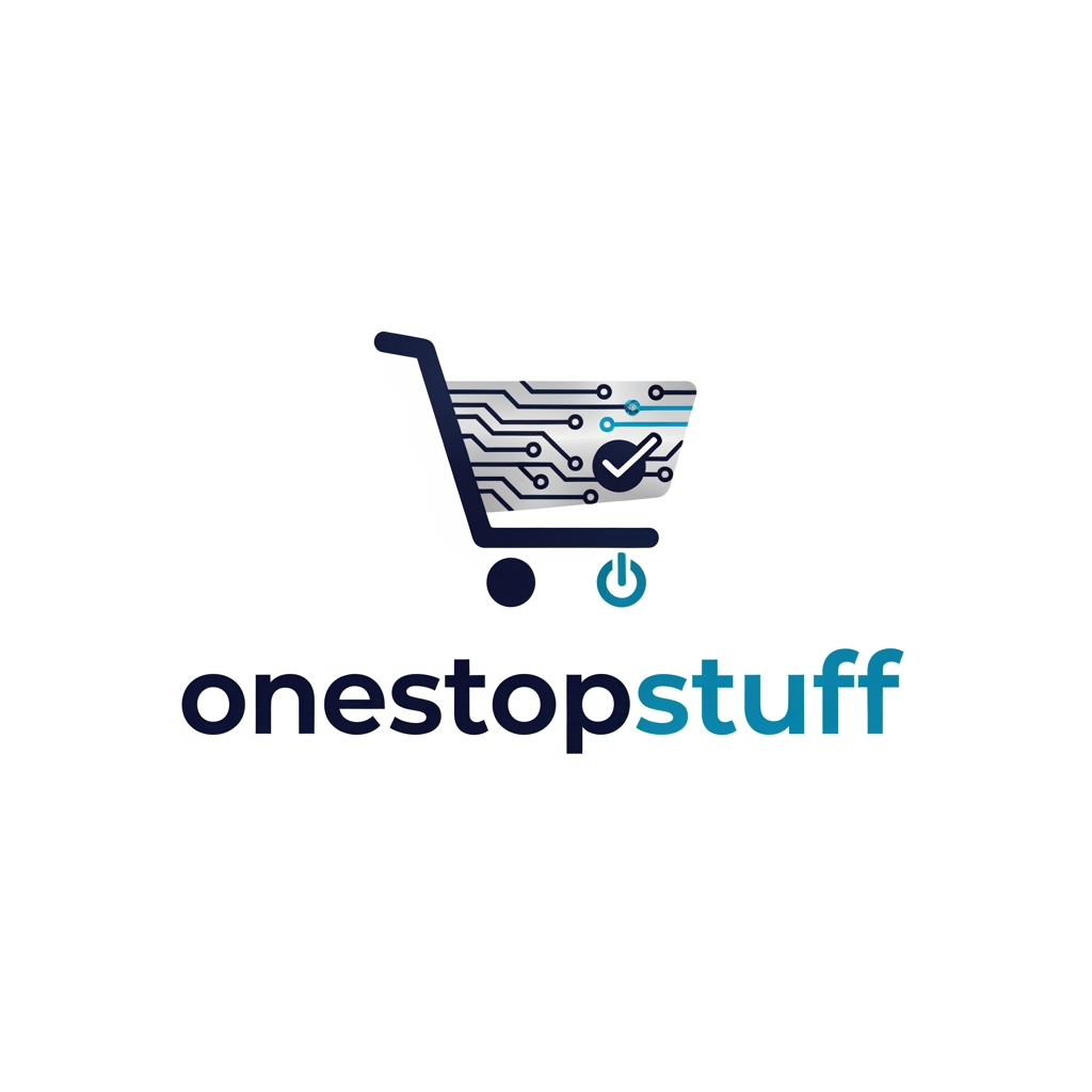 AI Design for make a logo for an online shopping platform which sells techs,electronics,gagets make it more proffesional and elegant and executive onestopstuff