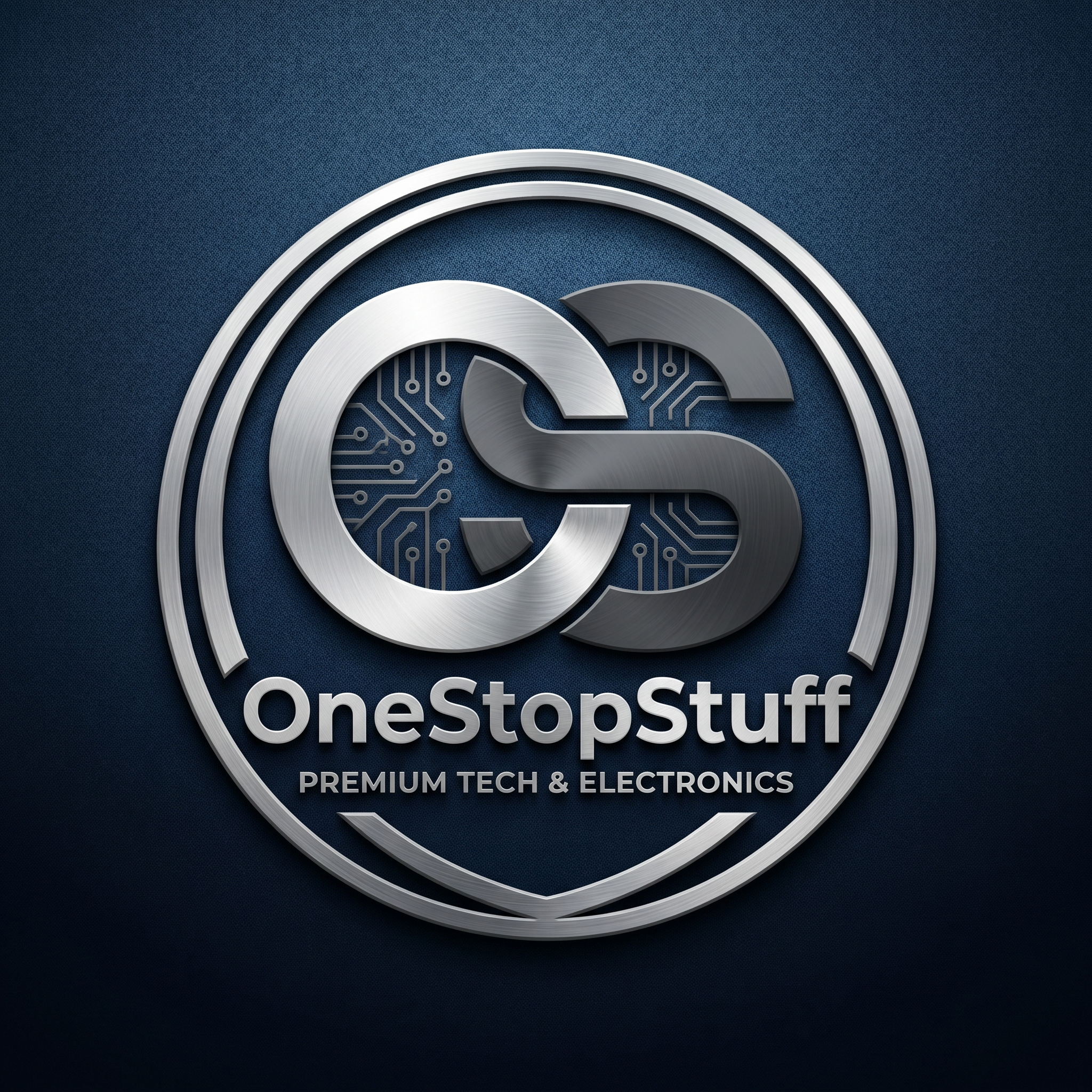 AI Design for make a logo for an online shopping platform which sells techs,electronics,gagets make it more proffesional and elegant and executive onestopstuff