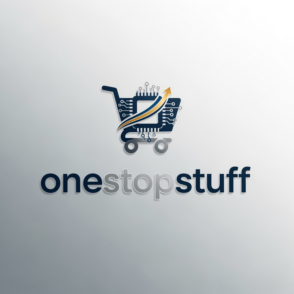 AI Design for make a logo for an online shopping platform which sells techs,electronics,gagets make it more proffesional and elegant and executive onestopstuff